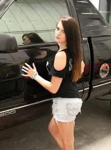 Brazen Young Teen Freckles Teases Topless With Mechanicss Tools In The Garage