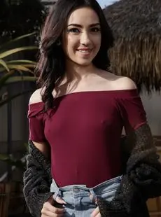 Brunette Teen Kiley Jay Shows Her Small Natural Tits Petite Ass In The Sun