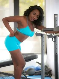 Busty Sweetie With Perfect Black Skin Spreads Legs Before Practicing Sports