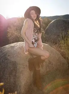 Centerfold Model Drew Catherine Strips To Her Boots Amid Scattered Boulders