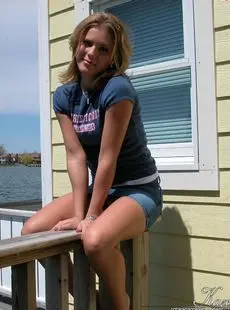 Cute Young Karen Squats On The Pier To Flash A Hot Cotton Panty Upskirt