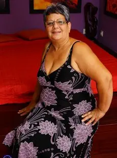 Fat Grandma Mariette Removes Her Dress And Masturbates On A Red Bed 29070716