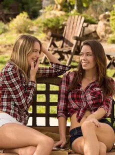 Hot Lesbian Girls Kenna Madi Meadows Fingering On Bench Outdoors Naked