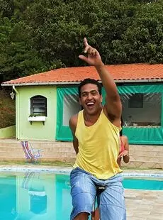 Rampant Brazilian Babe Leona Yamamoto Bouncing On A Cock Near The Pool