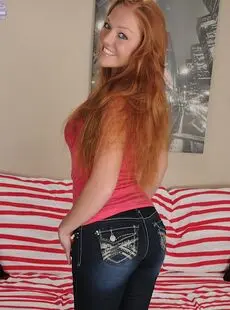 Redhead First Timer Farrah Flower Stripping Down To Bra And Underwear