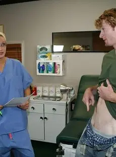 Slutty Blonde Babe In Nurse Uniform And Glasses Jerking Off A Big Cock