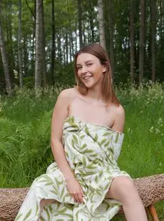 Sweet Teen Dominika Jule Slips Out Of Dress To Model Naked In Front Of Woods