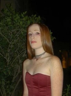 AMALAND Gothic red headed girl flashes her tits