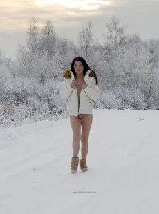 Nude in Russia Alena M - Winter Russian fantastic nature