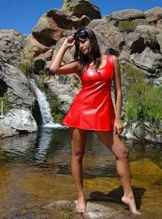 Walter Bosque Art   Lola   Red Dress in the Cascade x167
