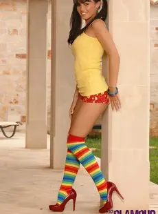 Glamour Gemma Massey in cute panties and colorful socks