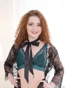 Sexy Redhead Shelley Bliss Posing In Seductive Undies And Black Stockings