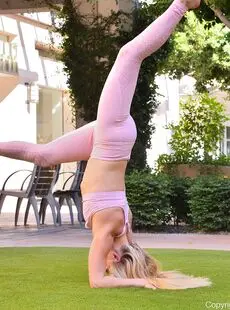 Young Blonde Nikki Gets Naked After Demonstrating Her Flexibility On Lawn