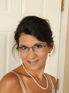 Older Brunette Woman Tori Baker In Glasses Showing Big Tits Hairy Bush