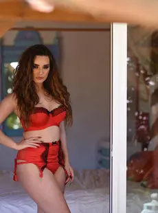 Glamour Valis Volkova Shooting in Red Lingerie