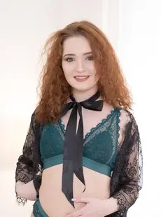 Sexy Redhead Shelley Bliss Posing In Seductive Undies And Black Stockings
