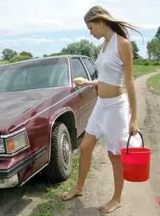 washing the car