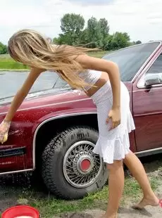 washing the car