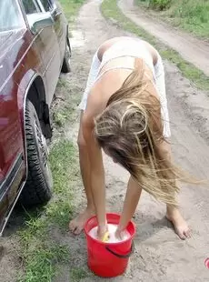 washing the car