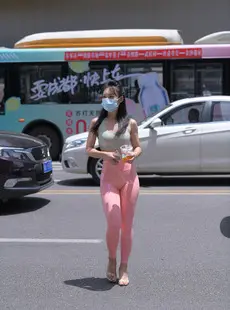 520mojing - 38350 - Shengxia - Pearl Pink Glossy Tight Yoga Pants Lady