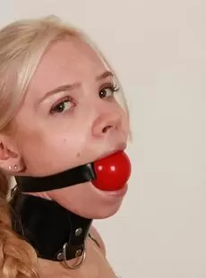 BeltBound Vanessa R Huge Red Ball Gag And Tight Armbinder